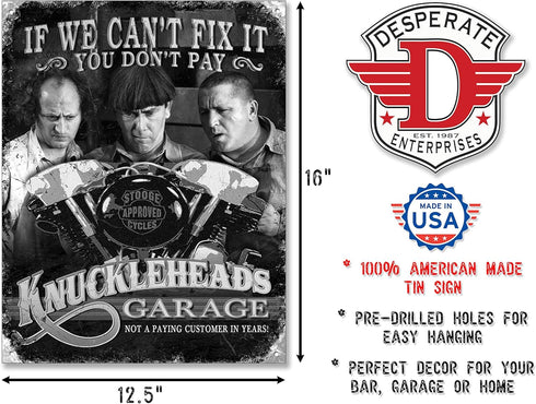 3 Stooges Knucklehead Metal Tin Sign...