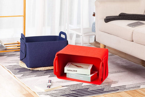 Minoisome Storage Basket Felt Storage Bin Collapsible& Convenient Box Organizer with Carry Handles for Office Bedroom Closet Babies Nursery Toys L...