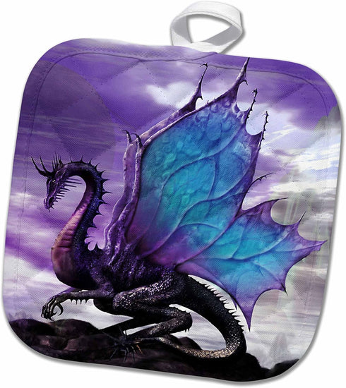 3D Rose Fairytale Dragon Pot Holder, 8" x 8"...