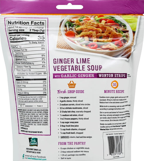Fresh Gourmet, Wonton Strip, Garlic Ginger, 3.5 Oz...