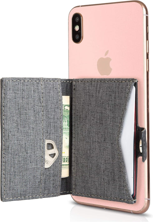 Cell Phone Card Holder Stick on Wallet Phone Pocket for iPhone, Android and All Smartphones (Black and Grey)......