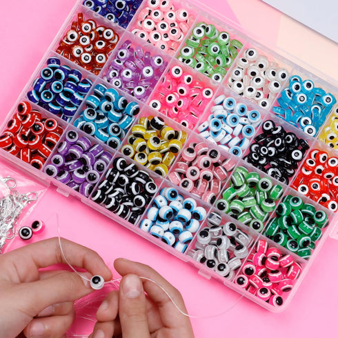 Incraftables Evil Eye Beads for Jewelry Making (24 colors). Best Evil Eye Bracelets kit (720pcs). Round Evil Eye Glass Beads for DIY Charms & Neck...