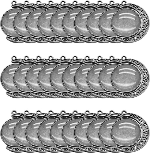 Unlorspy 30Pcs 10Sets Moon Rotation Double Side Pendant Trays,10Pcs 25 mm Moon Rotation Alloy Double-Sided Trays Pendants with 20Pcs Glass Cabocho...