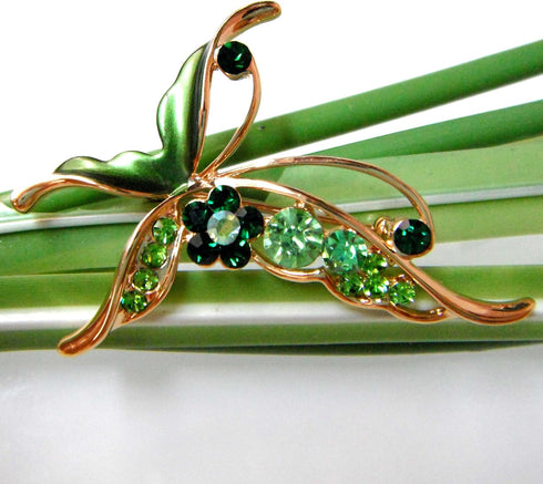 Navachi 18k Gold Plated Enamel Crystal Insect Butterfly Brooch Pin...