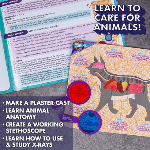 Future Veterinarian Career Kit, 10+ Activities, Includes Interactive Learning Guide, Foam Dog, & Secret Message Viewers, Animal Science Kits for K...