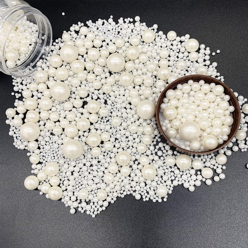Weraru Edible White Pearl Sugar Sprinkles Candy Mixing Size Baking Edible Cake Decorations Cupcake Toppers Cookie Decorating Celebrations Wedding ...