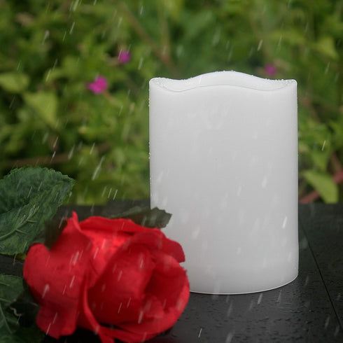 Waterproof Battery Operated LED Pillar Candle Outdoor Flameless Flickering Plastic Resin Electric Light with Timer for Birthday Baby Party Wedding...