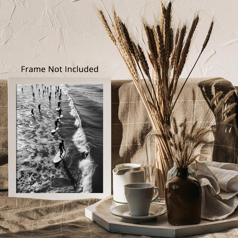 Posterizer 1 pcs-black and white vintage photo style art-surfing at the beach 4-Coastal & Nautical Art-Photography Art-Gift for Nature, Surfers an...
