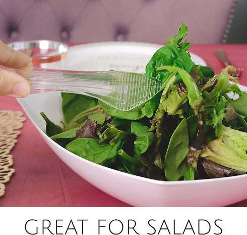 Plasticpro Disposable Plastic Serving Tongs Durable Heavy Duty Premium Serving Utensils Clear Pack of 4...