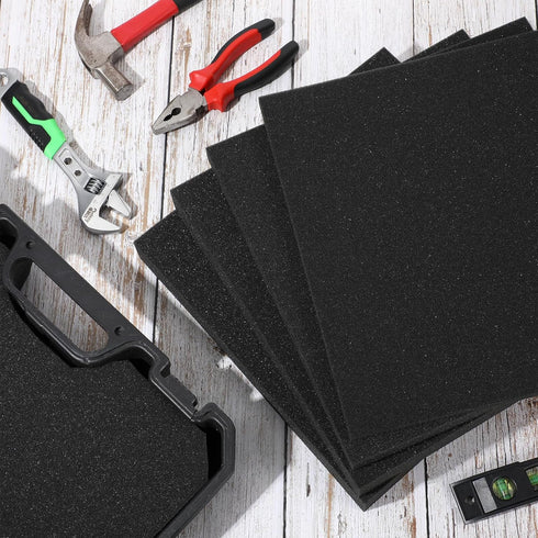 4 Pieces Polyurethane Foam Sheet 15.8 x 11.8 x 1 Inch Cuttable Polyurethane Foam Pads Craft Foam Black Tool Box Foam Insert for Toolbox Camera Sto...