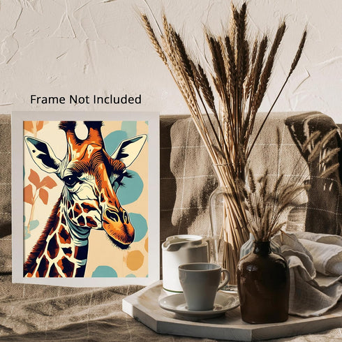 Posterizer 1 pcs-maximalist cute giraffe with retro background 1-Art for Animal Lovers-GIft for Men Women Teens-Decor for Home & Office- unframed ...
