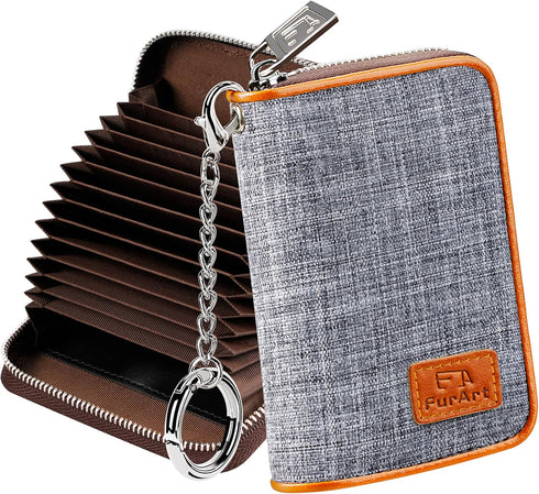FurArt Zipper Wallet Women, RFID Blocking Credit Card Wallet, Business Card Holder, Compact Size KeyChain Wallet...