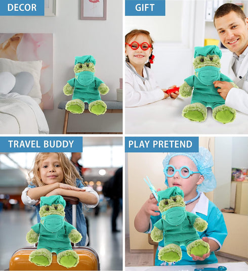 DolliBu Sitting Alligator Doctor Plush Toy - Super Soft Alligator Doctor Stuffed Animal Dress Up with Cute Uniform and Cap Outfit - Gift for Docto...
