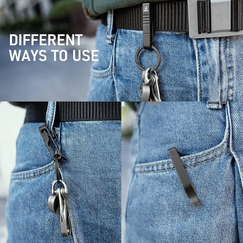 FEGVE Duty Belt Key Holders Titanium Carabiner Keychain Belt Clip with Keyring for Keys,Gifts for Men Dad (Black - BK1)...