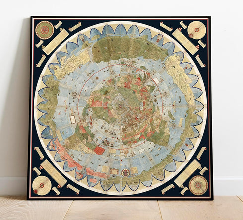 1587 Urbano Monte Flat Earth World Map Unframed (23x23 in.) Cartophiles Lovers Gifts Vintage Historic Composite Globe Model Poster Print...