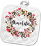 8x8 Potholder - Abuelita Flowers Heart and Keys Wreath Design S.Heller and Kids -Grandmother...