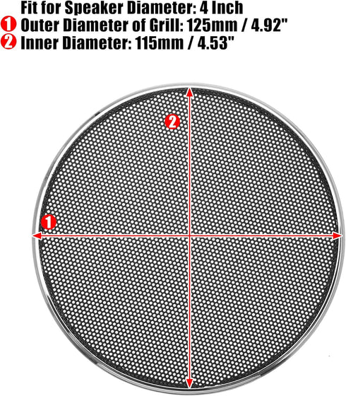 X AUTOHAUX 4 Inch Car Metal Audio Speaker Grill Cover Mesh Woofer Horn Guard Decorative Circle Grille Protector Silver Tone...