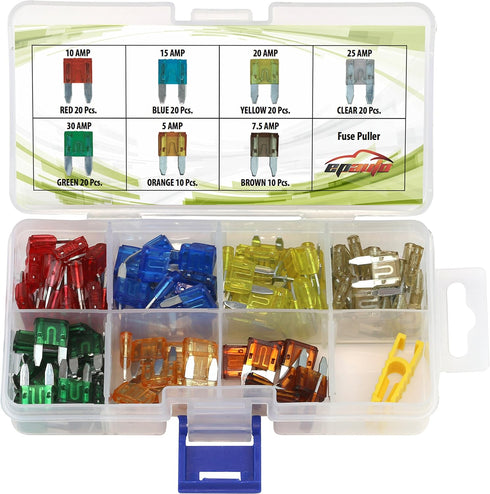 EPAuto 120 Pieces - Assorted Car Truck Mini Blade Fuse Set (5/7.5/10 / 15/20 / 25/30 AMP)...