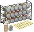Deco Brothers Spice Rack Stand holder with 18 Bottles and 48 Labels, Black...