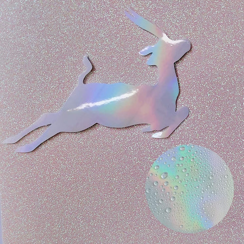 32 Sheets Holographic Sticker Paper Clear Vinyl Self Adhesive Waterproof Rainbow Transparent Overlay Film A4 Size Holographic Overlay with 4 Style...