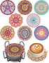 Benvo 8 Pcs Diamond Painting Coasters Kit Mandala Cup Coasters DIY Diamond Art Kits with Diamond Painting Pens, Holders, Cork Base for Beginners A...
