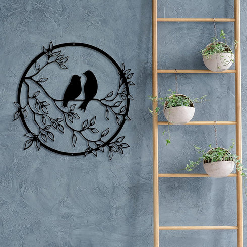 Ferraycle Metal Wall Art Bird on Tree Branch Silhouette Bird Art Decor for Living Room Garden Bedroom Office Home Wall Housewarming Party Decor(Bl...