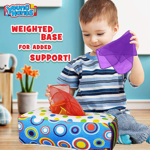 Sensory Pull Along Baby Tissue Box - Montessori Toy for Babies and Toddlers Tissue Box Learning Toys for 5 Months + STEM Educational Toys for Todd...