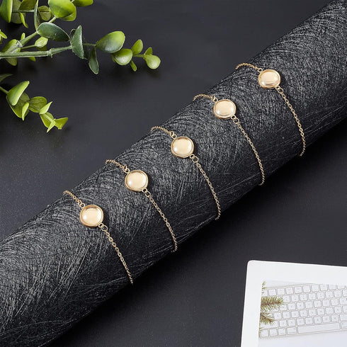 NBEADS 10 Sets Bracelet Bezel Settings, Gold Bracelet Tray Making Kit Including 10 Pcs Stainless Steel Bracelet Chain with Jewelry Bezel Base and ...