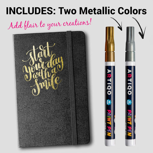 Fine Tip Paint pens for Rock Painting - Wood, Glass, Metal and Ceramic Works on Almost All Surfaces Set of 15 Vibrant oil based fine point paint m...