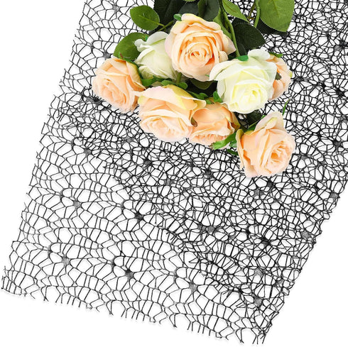 Whaline 3 Rolls Jacquard Net Mesh Openwork Floral Wrapping Paper Flowers Bouquet Paper Pink Black White Florist Packaging Paper for Wedding Birthd...
