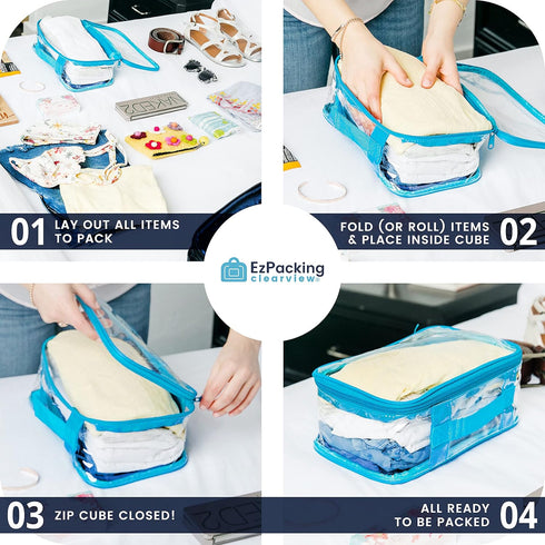 Small Clear Travel Packing Cube/See Through PVC Plastic Pouch for Carry On Suitcase, Backpack or Diaper Bag/Transparent Multipurpose Accessories, ...