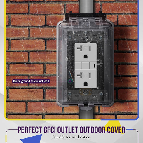 ENERLITES Weatherproof Outlet Box with Three 1/2-in Threaded Outlets, Outdoor Electrical Box, 3 Holes 0.50” Each, 1-Gang, 4.57” Height x 2.83” Len...