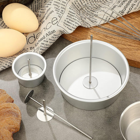 4 Pieces Stainless Steel Cake Heating Core 6 Inch and 2 Inch Silver Heating Rod Cake Baking Supplies for Baby Shower Birthday Party Wedding Cake D...
