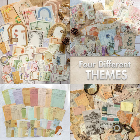 Scrapbook Paper, 400 sheets of journaling supplies for Vintage Crafts Planner Bullet Junk Journal Supplies Mixed Media Collage Card Album Embellis...