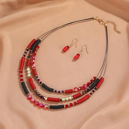 Layered Clay Bead Necklaces for Women Boho Beaded Statement Necklace Costume Jewelry Sets for Women Mothers Day Gifts...