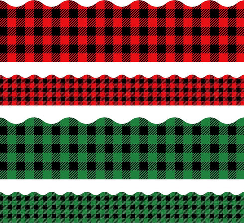 60PCS Christmas Red and Green Plaid Bulletin Board Borders, Self-Adhesive Christmas Buffalo Plaid Bulletin Board Border Trim for Christmas School ...