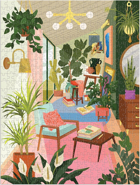 Galison Lighting 101: Houseplants – 500 Piece Book Puzzle with Beautiful Plant and Interior Design Artwork Packaged in Magnetic Keepsake Book Size...
