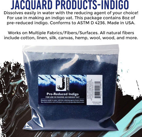 Jacquard Blue Indigo Dye - 8 Oz Create Your Own Shibori Bag, Macrame, Pillow...