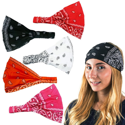 Bandana Headband-Paisley Bandana Headband Wrap- 5 PC Wide Headbands-Christmas Gifts by CoverYourHair...