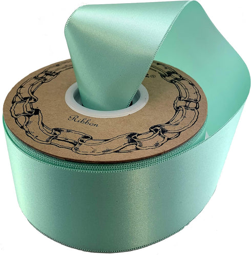 Mint Green Satin Fabric Ribbon - 2" x 50 Yards, Spring, Holiday Decor, Garland, Gifts, Wrapping, Wreath, Gift Bow, Birthday, Fundraiser, Christmas...