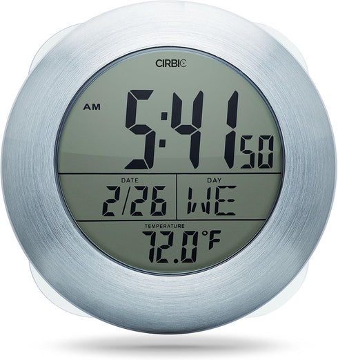 Extra Large Shower Clock with Suction Cups, Date and Temperature, Water Resistant Clock for Bathroom...