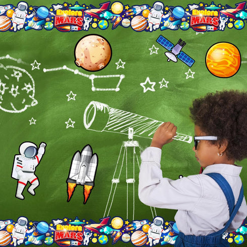67.9 Ft Space Astronauts Bulletin Board Borders Die-Cut Bulletin Borders Planet Shape Rolled Bulletin Board Trim for School Classroom Office Chalk...