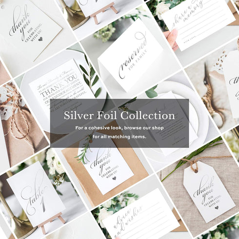 Bliss Collections Silver Wedding Table Numbers, 1-25 and Head Table Card Included, Double Sided 4x6 Calligraphy Design, Made in the USA...