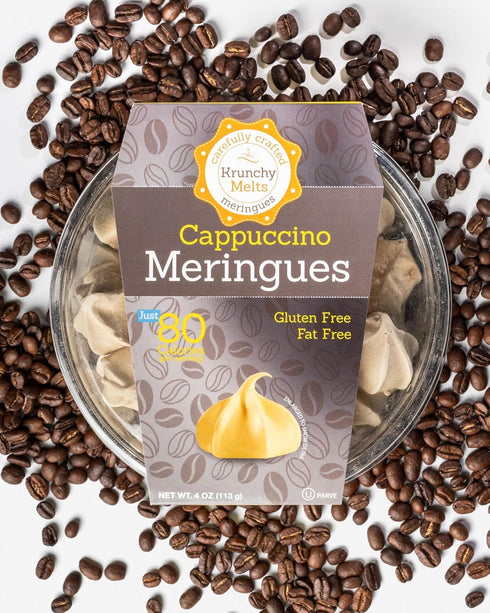Krunchy Melts Original Meringue Cookies | Cappuccino Flavor | Only 80 Calories Per Serving | Fat Free, Gluten Free, Dairy Free (4 Oz)...