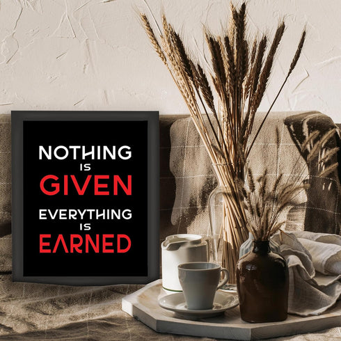 Posterizer 1 pcs-nothing is given, everything is earned-Workplace & Office Art-Men's Art Collection-Gift for Entrepreneurs-decor for office wall- ...