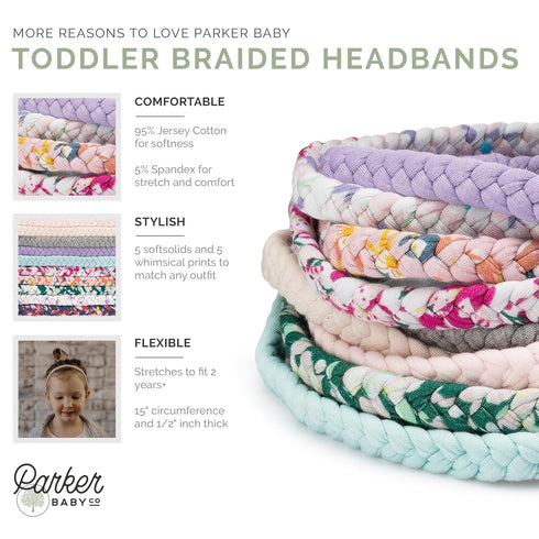 Parker Baby Toddler Girl Braided Headbands, Assorted 10 Pack of Hair Accessories for Girls - "Wildflower Set"...