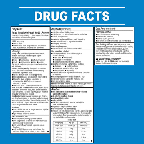 Advil Children's Pain Reliever and Fever Reducer, Dye Free Children's Ibuprofen for Pain Relief, Liquid Ibuprofen for Children, White Grape - 4 Fl...
