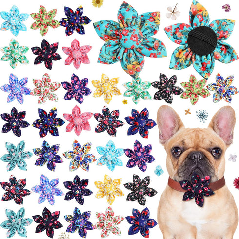 36 Pieces Dog Collar Flower Pet Flower Collar Girl Dog Accessories Adjustable Dog Collar Flower Fall Dogs Collar Attachment for Small Medium Large...