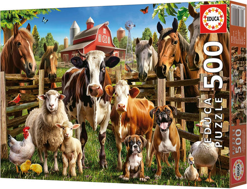 Educa - Farmyard Buddies - 500 Piece Jigsaw Puzzle - Puzzle Glue Included - Completed Image Measures 18.9" x 13.4" - Ages 14+ (19905)...
