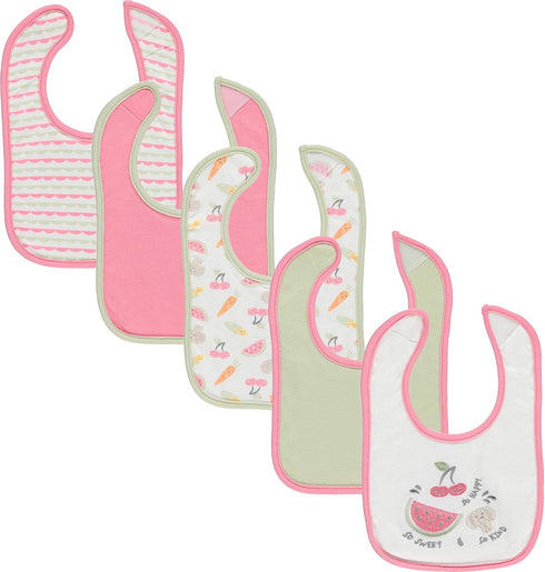 Cudlie 5-Pack Baby Bibs for Drooling Teething and Feeding Infants - Baby Drool Bibs for Baby Girl - Newborn Accessories & Baby Shower Gifts, Fruit...